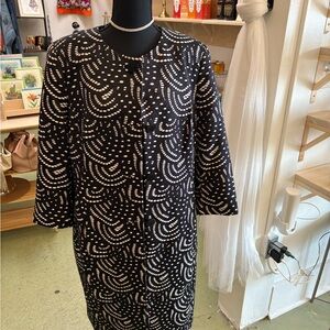 Kasper Black and White Long Sleeve Jacket and Sleeveless Dress.